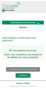 Reçu de paiement Mercanet responsive