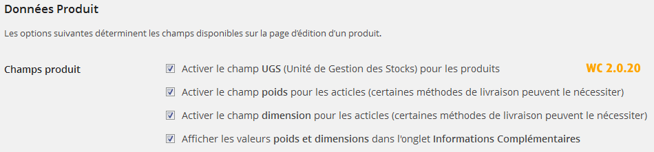 Champs produit WooCommerce 2.1