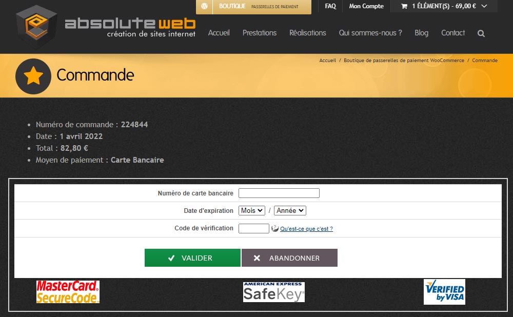 iframe Monetico sans personnalisation graphique