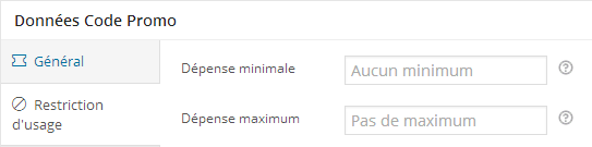 Montant maximum code promo